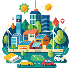 Green Smart City Concept with Renewable Energy and Eco-Friendly Lifestyle