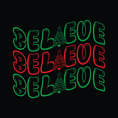 Christmas Magic Believe Typography Tee