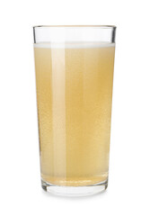 Tasty cider in glass isolated on white