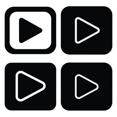 play minimal flat silhouette vector icon set, black color and white background