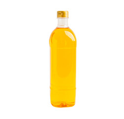 Olive vegetable oil glass bottle isolated on white background with clipping path, organic healthy food for cooking.