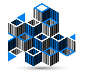 Obraz premium Isometric 3D cubes vector abstract geometric background, abstraction art polygonal graphic design wallpaper, cubic shapes and forms composition lowpoly style.