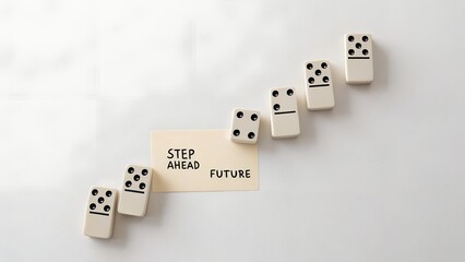 Dominoes falling to represent the future and steps forward