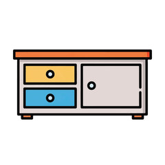 Obraz premium Stylish Minimalist Cabinet with Drawers Illustration