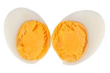 Boiled Egg Halves on White Background