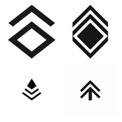 chevron up minimal silhouette vector icon set, black color and white background