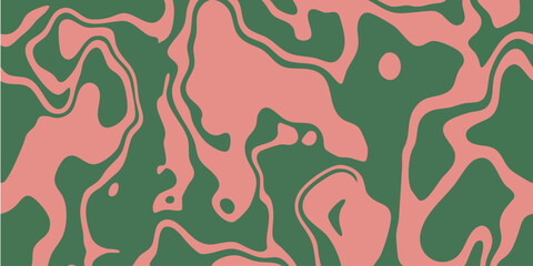 Abstract fluid pattern in shades of green and pink, modern design with wavy texture