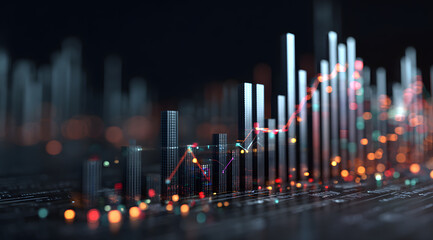 Tech-inspired data charts and rising curves