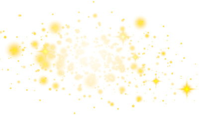 A delicate shimmer of glowing gold particles floats in the air, giving a soft and dreamy atmosphere. Ideal for magical or romantic projects. Transparent PNG overlay.