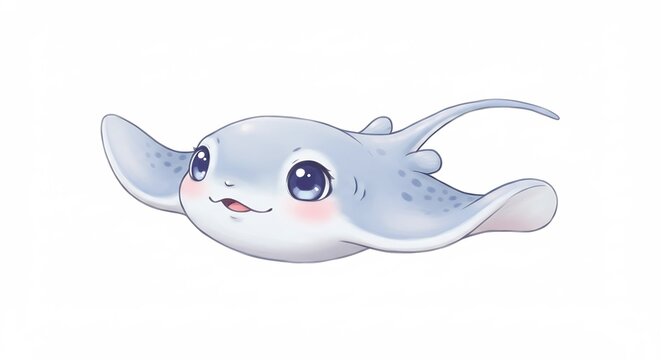 Adorable raya beb&eacute; caricatura nadando alegremente con ojos grandes y brillantes mejillas rosadas est&eacute;tica infantil tierna