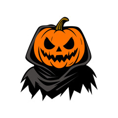 Scary Halloween Pumpkin Head Illustration