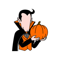 Cartoon Vampire Holding Pumpkin Illustration