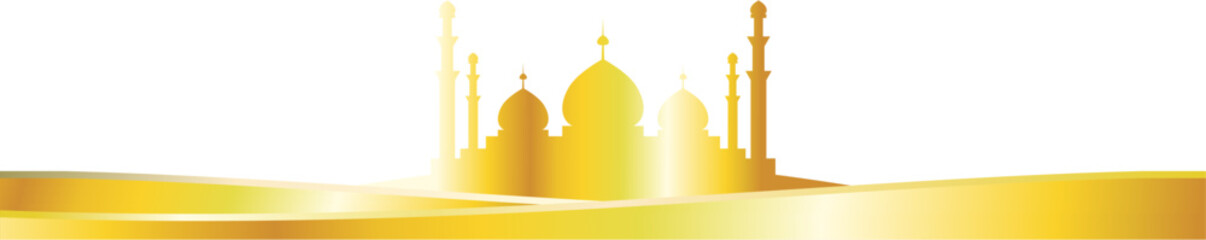vector illustration of a golden mosque banner
