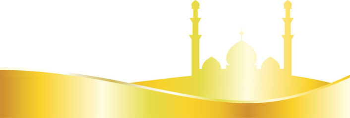 vector illustration of a golden mosque banner