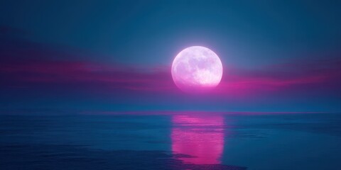 Bright moonlight reflecting on calm ocean waters