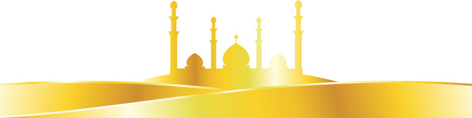 vector illustration of a golden mosque banner
