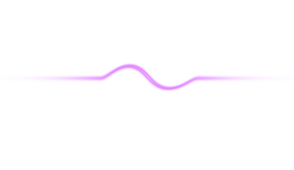 A single pink glowing line with a wave in the middle on a black background in a horizontal view on transparent background