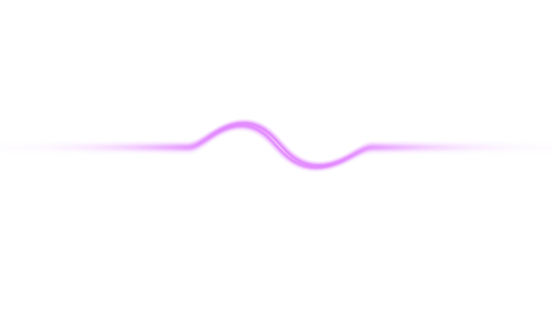 A single pink glowing line with a wave in the middle on a black background in a horizontal view on transparent background