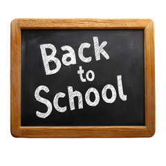 Chalkboard with "Back to School" text, white isolated background