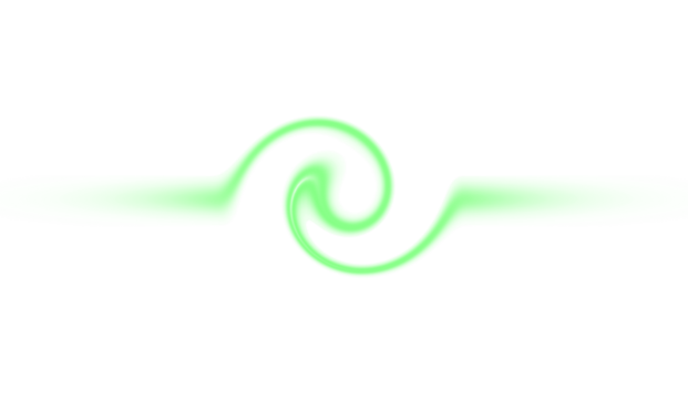 A green swirl design element with a black background in a horizontal orientation centered on transparent background - Powered by Adobe
