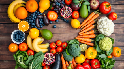 fresh vegetables on wooden table