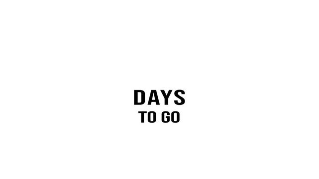 Simple Black and White 10 Days to Go Countdown from 10 to 0. 4k video