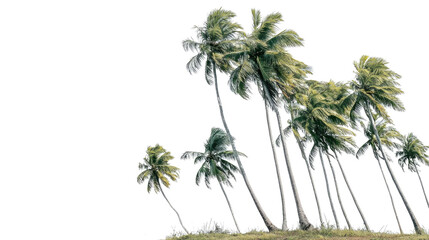 Fototapeta premium Tropical Coconut Palm Trees Isolated on Transparent Background – Lush Green Foliage and Natural Trunk Detail for Commercial Use