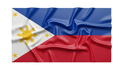Flag of philippines isolated on transparent background with fabric texture