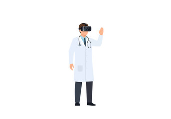 Virtual reality healthcare doctor using VR glasses for future medicine and technology with stethoscope