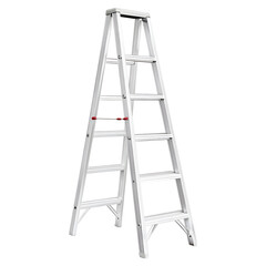 Folding ladder made of aluminum, white isolated background