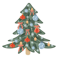 Decorated Christmas Tree illustration, Christmas illustration