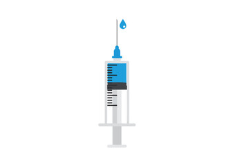 Vaccination concept featuring a syringe with needle ready for injection shot to promote health and disease prevention