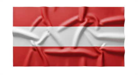 Austrian flag waving in the wind isolated on transparent background, national symbol