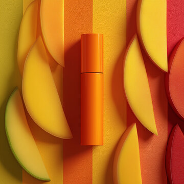 blank orange cosmetic rube in mangoes scene