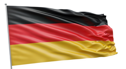 Waving flag of germany isolated on transparent background, a symbol of patriotism