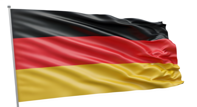 Waving flag of germany isolated on transparent background, a symbol of patriotism