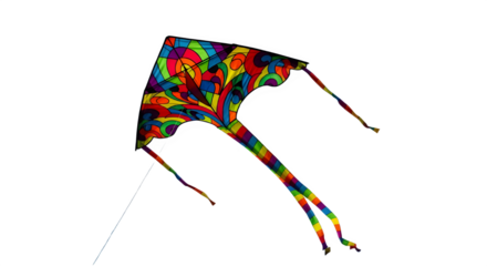 Colorful kite isolated on transparent background, ready for a fun day out