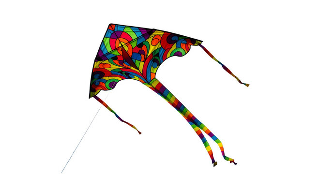 Colorful kite isolated on transparent background, ready for a fun day out