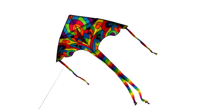Colorful kite isolated on transparent background, ready for a fun day out