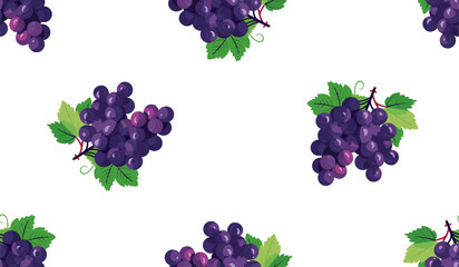 Purple grape seamless pattern Fruit background.