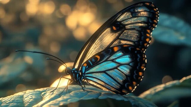 Glasswing Butterfly Sunset Leaf.