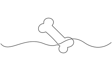Obraz premium Continuous one line drawing of Dog bone isolated on transparent background. Editable stroke