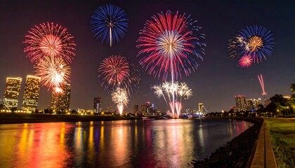 Fireworks Background &ndash; Colorful Night Sky Celebration with Bright Explosions for New Year, Festival, and Holiday Party Design