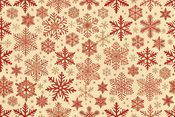 Vintage Red Snowflake Pattern Background with Various Sizes and Styles retro isolated on a transparent background