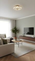 Tranquil Living Room with Sage Green Wall