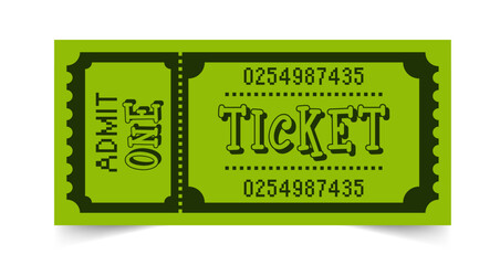 Ticket vector template. Perforated vintage paper admit one ticket for music concert, cinema, party or any other event