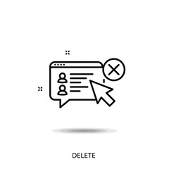 Modern Delete User Vector Icon with Message and Pointer in Clean Line Style