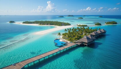 Luxury Tropical Island Resort with Overwater Villas and Turquoise Waters