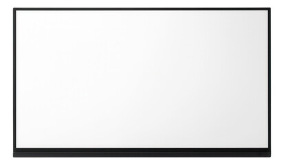 Modern flatscreen television with a blank white screen and black frame.