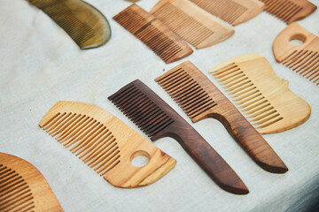 Wooden combs for combing hair